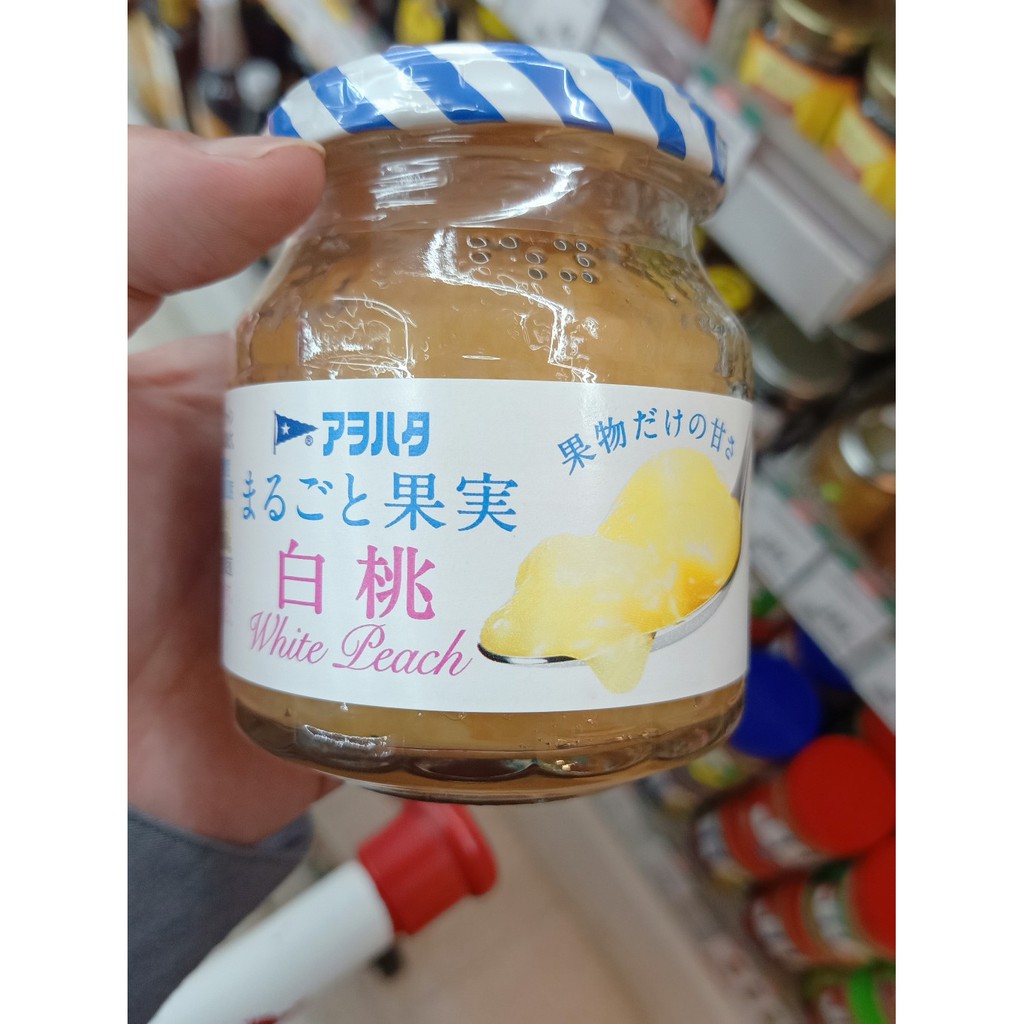ecook ญี่ปุ่น แยม ผลไม้ ทาขนมปัง รส พีช  fuji hibg aohata fully fruit white peach jam 250g