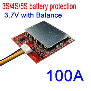 บอร์ดป้องกันแบตเตอรี่ลิเธียม โพลิเมอร์ 3S 4S 5S 100A 12V 16.8V 21V PCM BMS พร้อมบาลานซ์ สําหรับแบตเตอรี่ลิเธียมลิเธียมไอออน 18650 3.7V 3S 4S 5S 100A