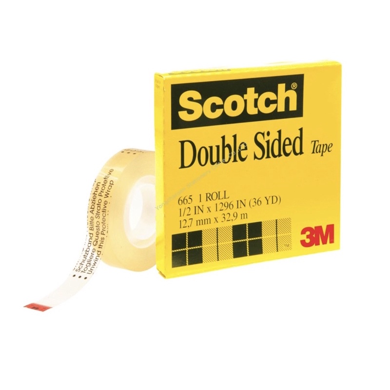 เทปใสกาวสองหน้า “Scotch 3M” No.665 (1/2 นิ้ว, 3/4 นิ้ว) ยาว 36 หลา