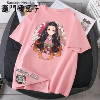 เสื้อยืด พิมพ์ลายภาพยนตร์การ์ตูน Nezuko demon slayer สําหรับเด็ก