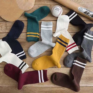 Japanese Loose Socks High School Girls Harajuku Socks Knitting Striped Socks Cotton Socks Women Yellow Black Crew Socks Women