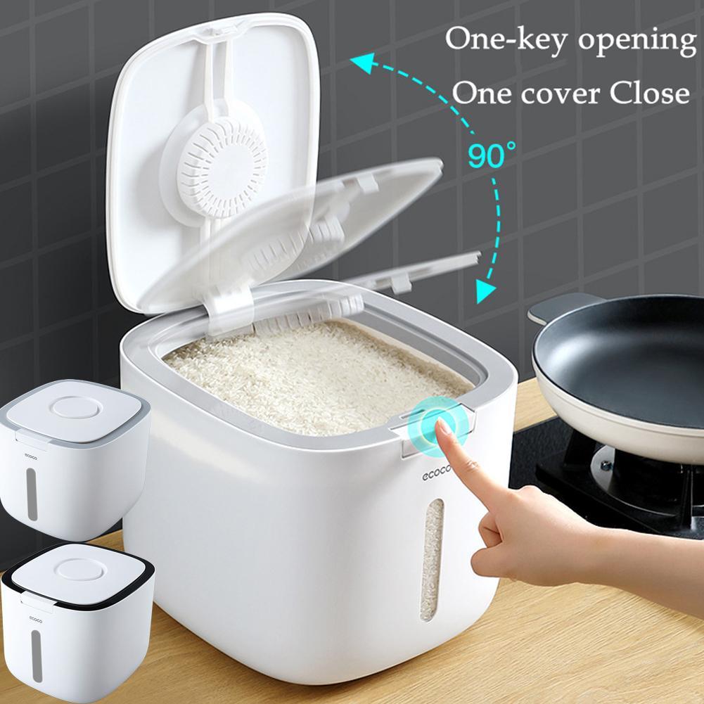 10KG Rice Storage Box Flip Cover Nano Rice Bucket Insect-proof Rice ...
