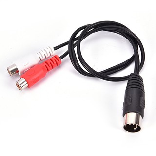 Tcth MIDI DIN 5P Male to 2 RCA Phono Female ซ็อกเก็ตแจ็คสายเคเบิ้ลเสียง MF