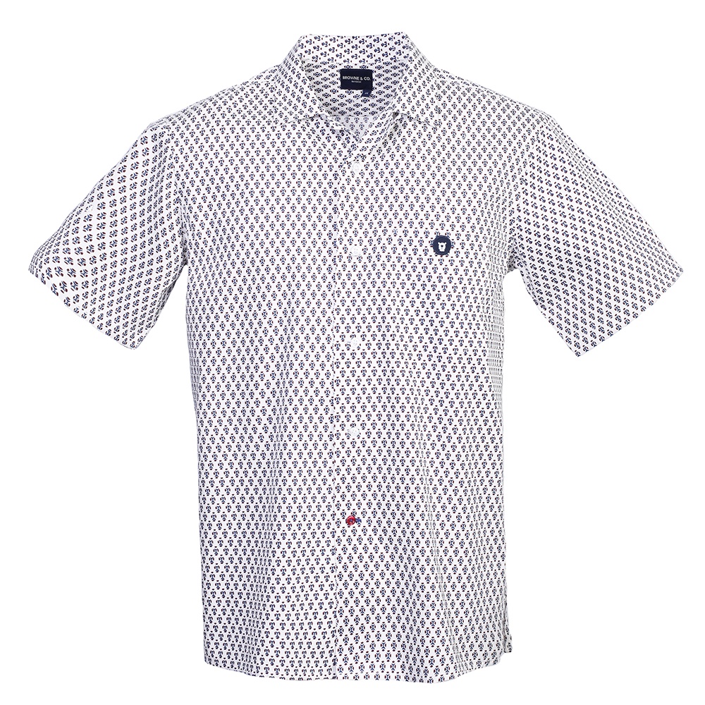 BROWNE & CO. เสื้อฮาวาย พิมพ์ลาย รุ่น BSP004-1-RE