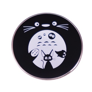 เข็มกลัด Ghibli Friends Totoro Calcifer Jiji ไม่มีใบหน้า Sprites Pin Miyazaki สําหรับเก็บสะสม