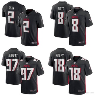 [GR] เสื้อกีฬาแขนสั้น ลายทีมฟุตบอล Atlanta Falcons NFL Ridley Jarrett Pitts Ryan สีดํา ทรงหลวม พลัสไซซ์ สําหรับผู้ชาย และผู้หญิง