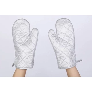 ถุงมือกันร้อนสีเงินแบบหนาที่สุด(เป็นคู่) ใช้กับเตาอบ สำหรับอบขนม เบเกอรี่ ทนความร้อน
