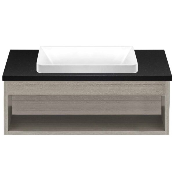 COTTO V00101 ตู้เก็บของใต้อ่างล้างหน้าแบบแขวนผนัง สีไม้เทา (Fumus Gray Oak)