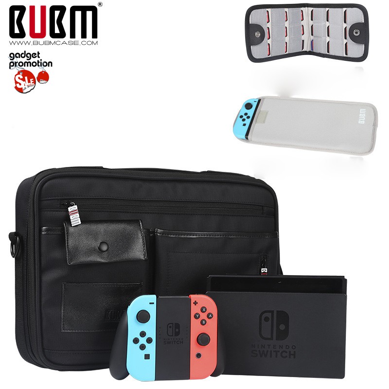 BUBM Switch-K กระเป๋าสะพายข้างสำหรับใส่ Nintendo Switch/ Switch OLED, dock, Joy-Con เเละอุปกรณ์เสริม (Black)