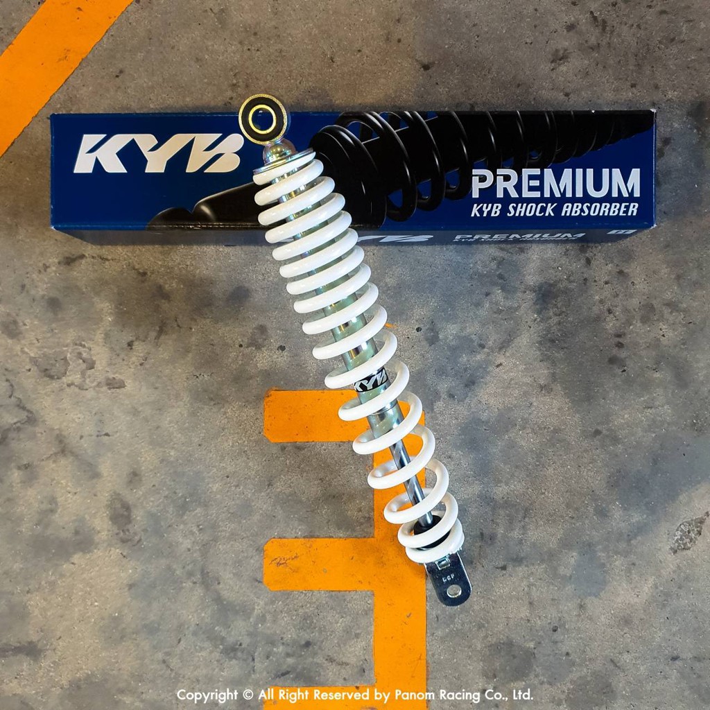 โช้คหลัง (KYB) Replacement MIO,FINO,GRAND FILANO,LEAD,BEAT FI, SUZUKI SKYDRIVR(สูง318mm.) สีขาว รหัส