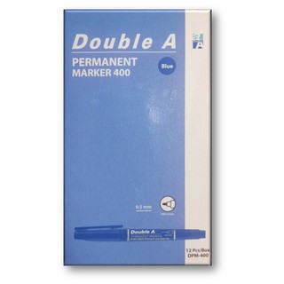 Double A Permanent Marker 400 ปากกามาร์คเกอร์ 0.5 มม. สีน้ำเงิน 12 ด้าม