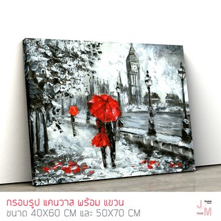 กรอบรูป ติดผนัง ภาพท้องถนนนคร London ภาพพิมพ์ สไตล์ภาพวาดสีน้ำมัน