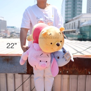 ตุ๊กตา Pooh หมีพูห์ &amp; Piglet พิกเล็ต &amp; Eeyore อียอร์ ตัวนุ่ม ท่าหมอบ 15/18/22นิ้ว พู พูห์ หมีพู