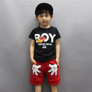 เสื้อยืดพร้อมกางเกงผ้านิ่ม BOY