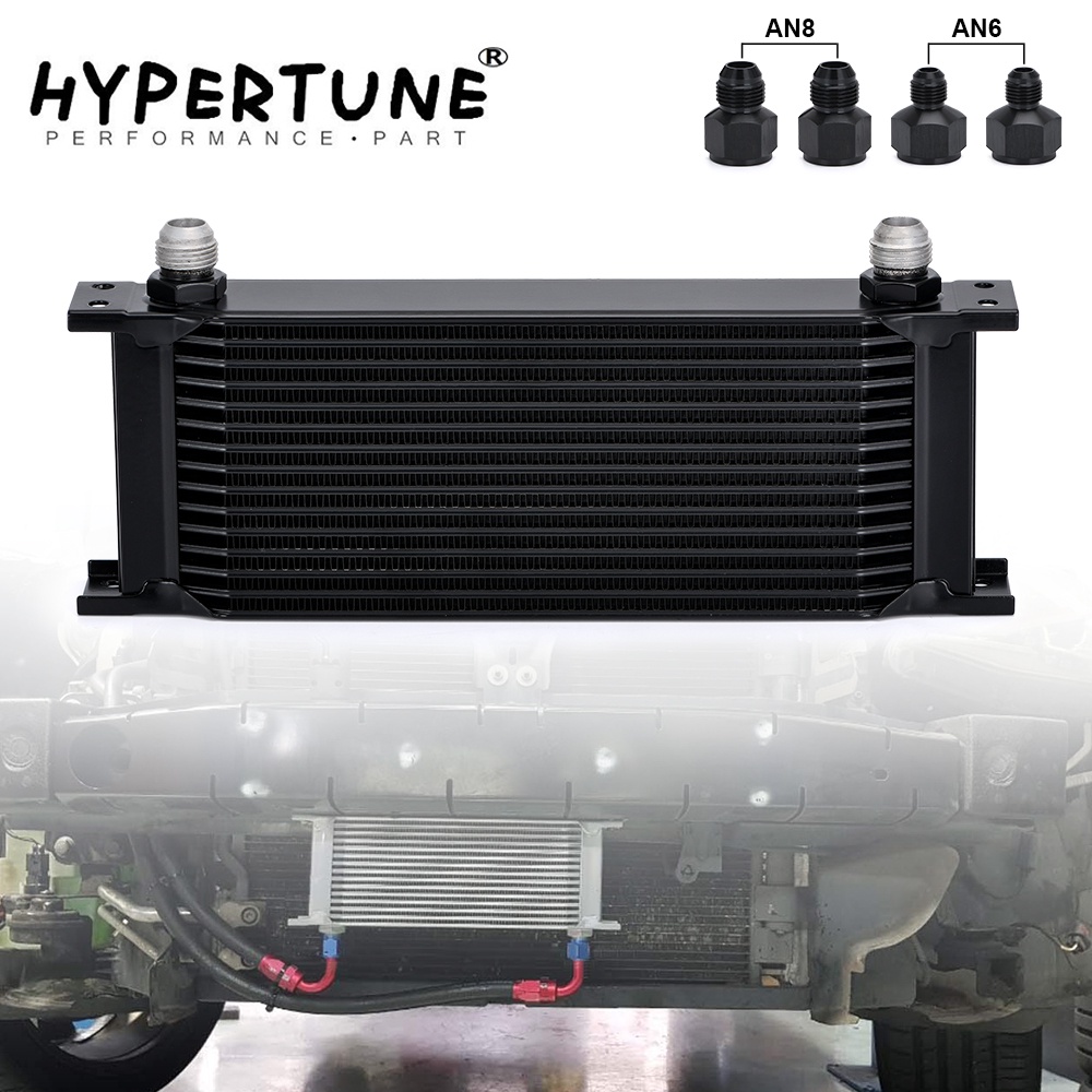 Hypertune - 15 Row AN10 Stacked Plate Oil Cooler 10AN to 6AN 8AN Adapter Universal Engine Transmissi