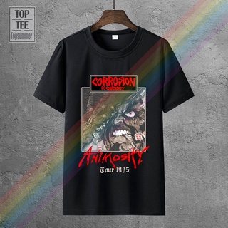 เสื้อยืดผู้ เสื้อยืดผ้าฝ้าย 100% พิมพ์ลาย Vtg Corrosion Of Conformity Animosity 1985 Tour สําหรับผู้ชาย S-5XL