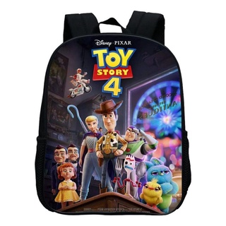 กระเป๋าเป้สะพายหลัง กระเป๋านักเรียน ลาย Toy Story 4 Buzz Woody Bo Peep Forky ขนาด 12 นิ้ว สําหรับเด็กผู้ชาย