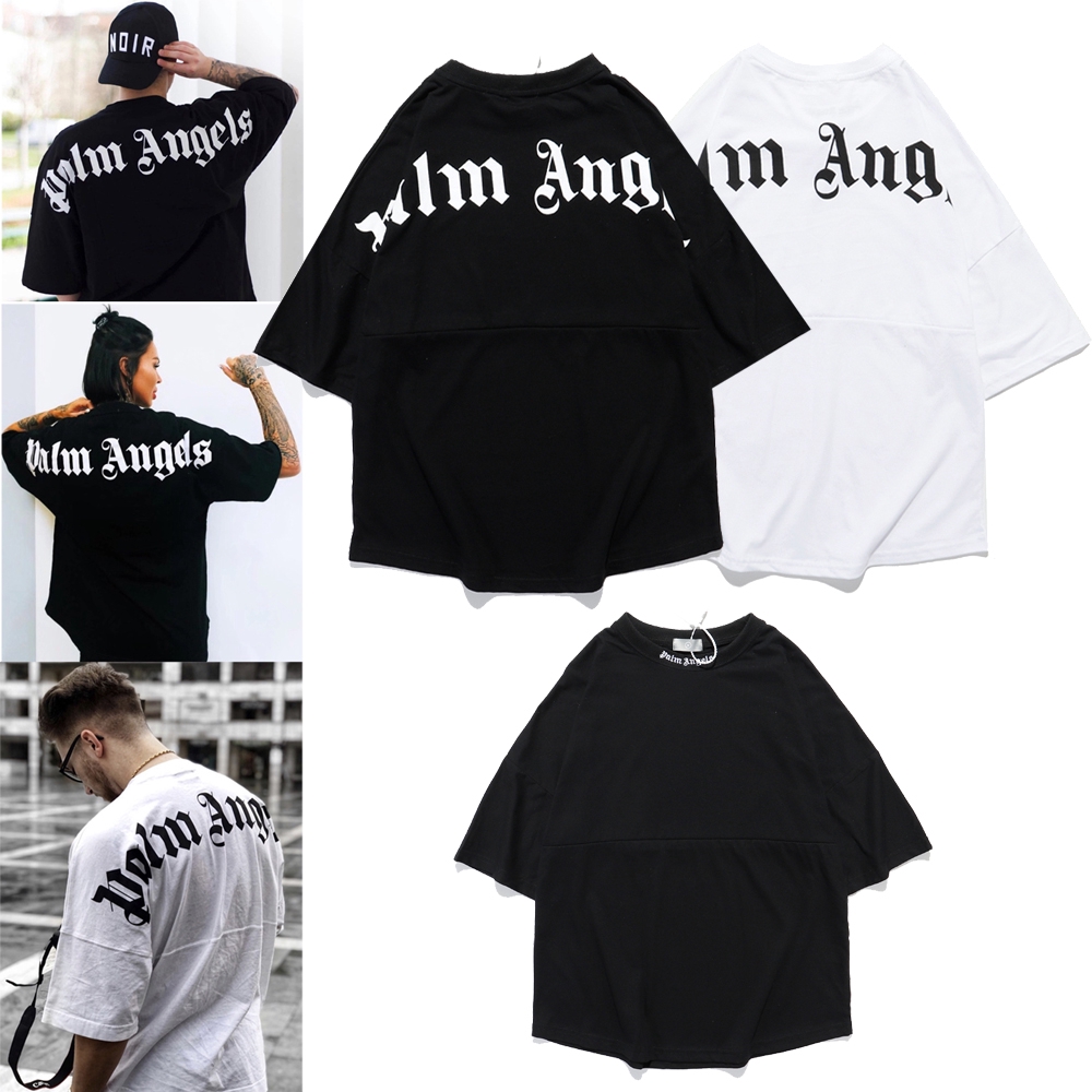 PALM ผู้ชายและผู้หญิงแฟชั่นคู่ลำลองแขนสั้นเสื้อยืด