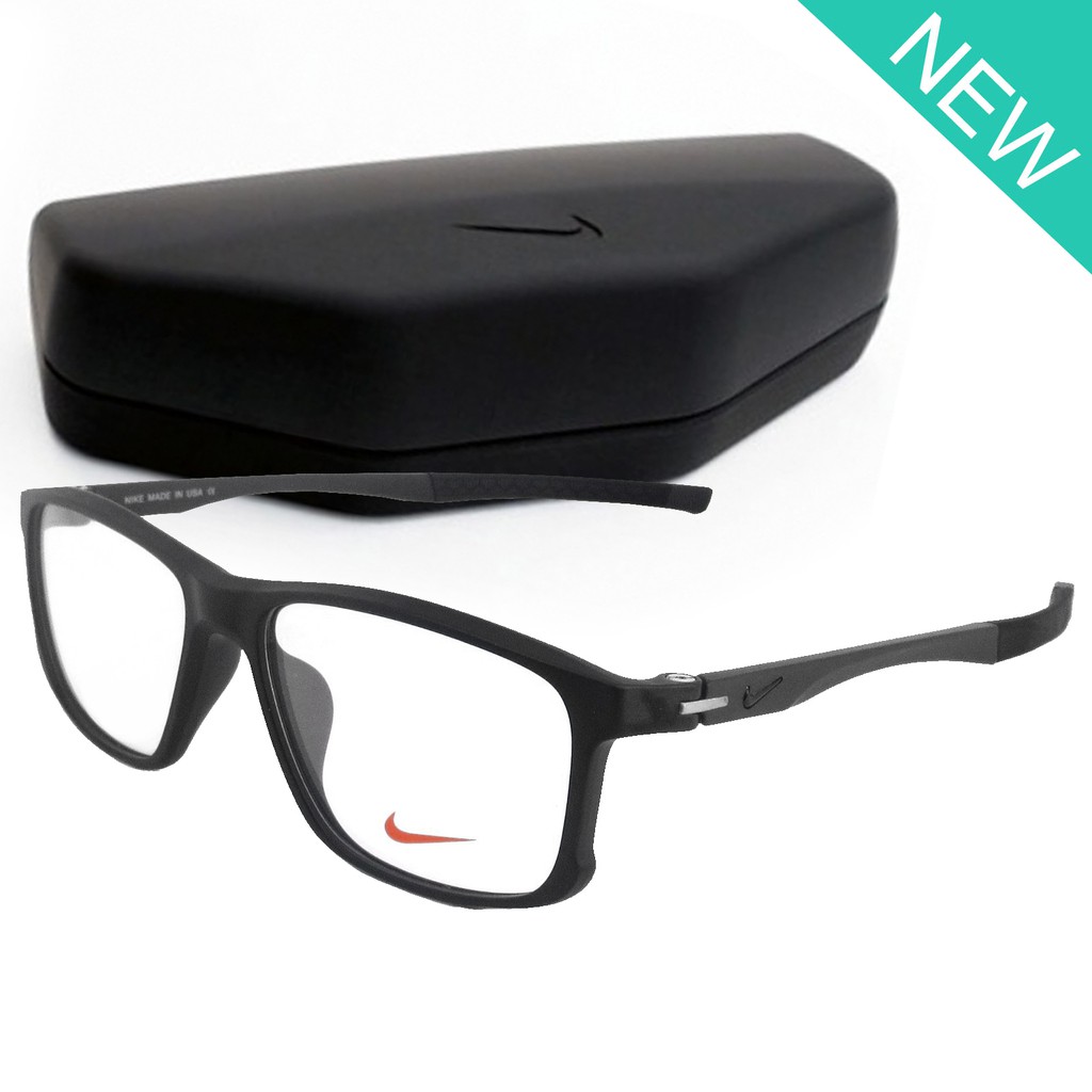 Nike Fashion แว่นตา สีดำ กรอบแว่นตา กรอบเต็ม ขาข้อต่อ วัสดุ พลาสติก พีซี เกรด เอ Eyewear Top Glasses