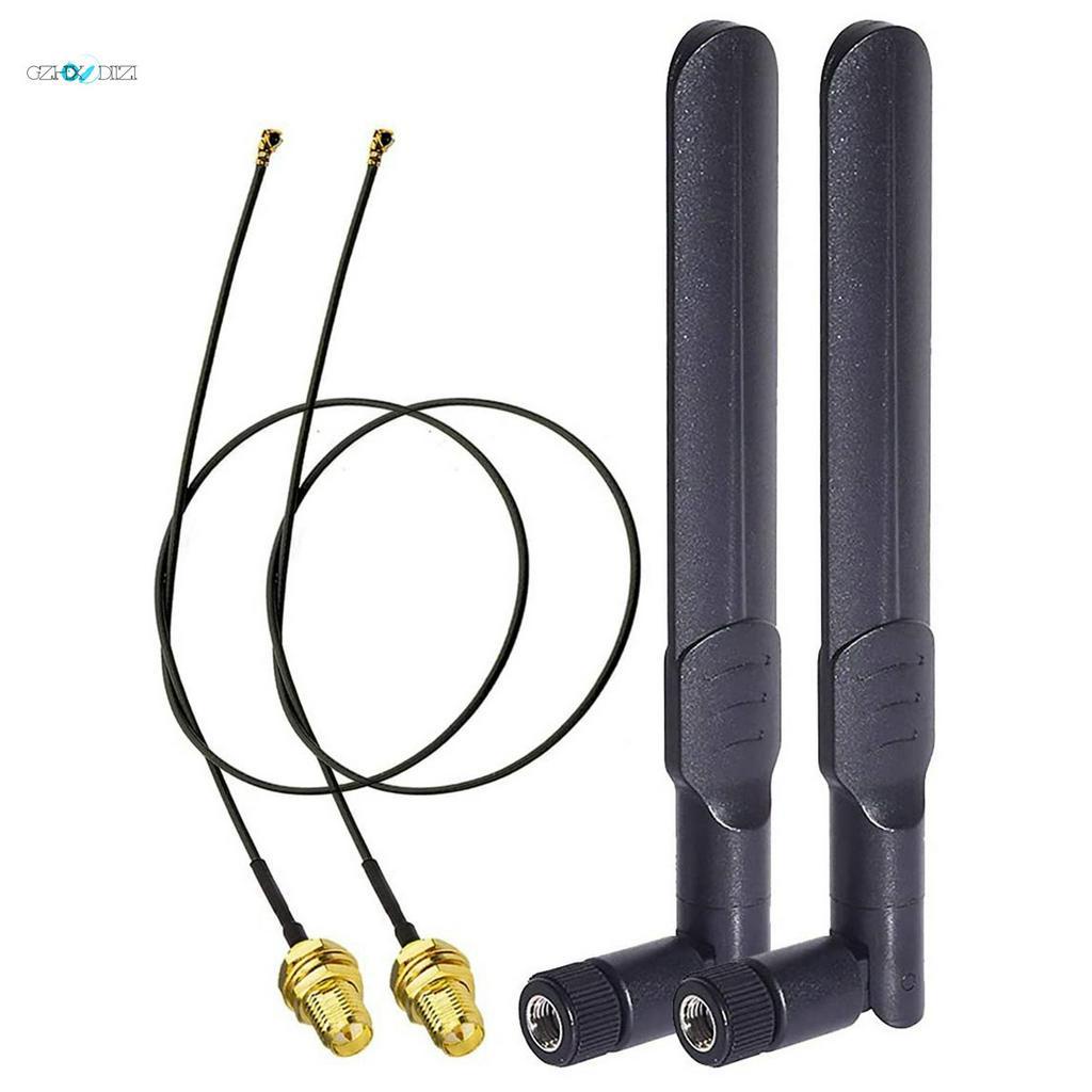 Dual Band WiFi 2.4GHz 5GHz 5.8GHz 8DBi RP-SMA Male Antenna & 20cm 8 Inch U.FL to RP-SMA Female Pigta