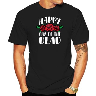 เสื้อยืดแขนสั้นลําลอง คอกลม ผ้าฝ้าย ทรงหลวม พิมพ์ลาย Happy Day Of The Dead เหมาะกับของขวัญวันฮาโลวีน สําหรับผู้ชายสามารถ