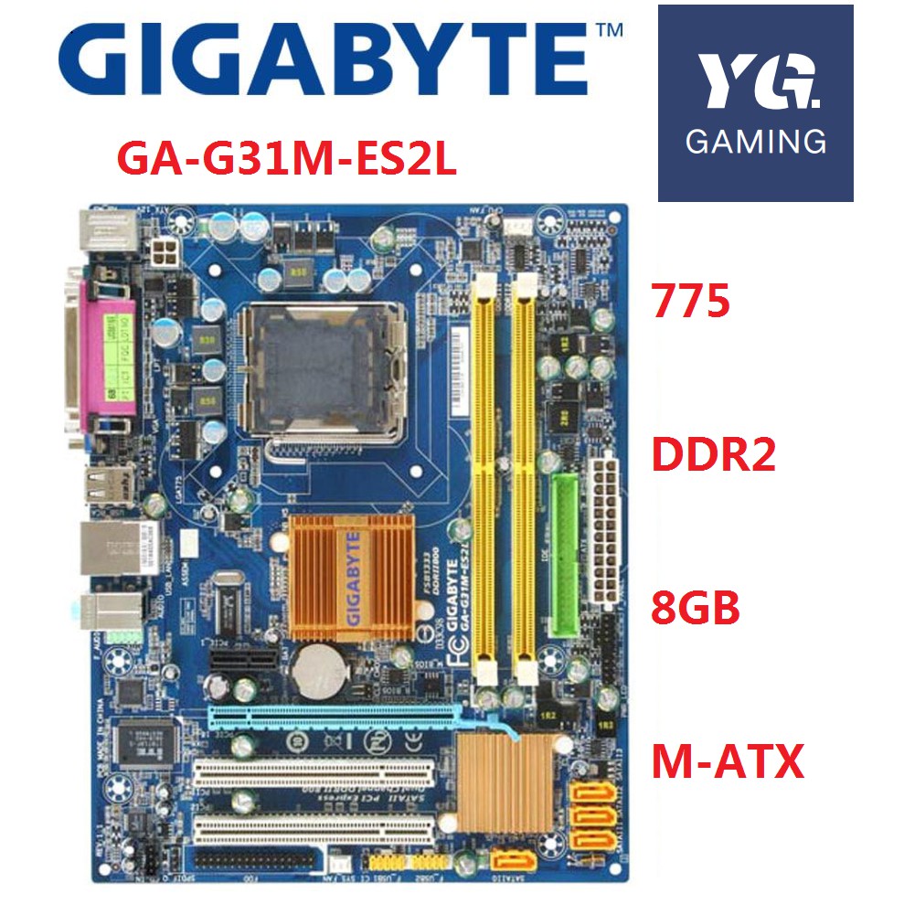 GIGABYTE GA-G31M-ES2L Desktop Motherboard G31 Socket LGA 775 For Core 2 ...