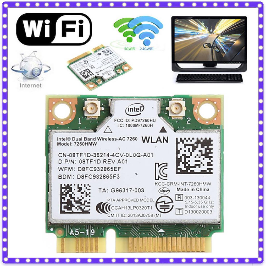 Intel 7260 AC DELL 7260HMW Dual Band Bluetooth 4.0 ไร้สาย Mini PCI-E การ์ด 867Mbps