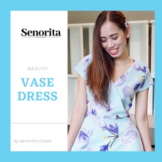 Vase dress เดรสสั้น สีฟ้า ลายดอกไม้ น่ารัก 🌨