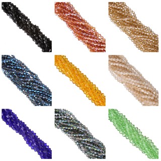 HZ Beads Crystal Glass  Loose Beads DIY Diamond Jewelry Accessories Two Ends 4mm