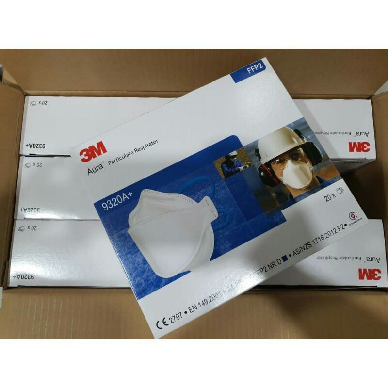 หน้ากากอนามัย N95 กันฝุ่นและเชื้อโรครุ่น3M™ Aura™ Particulate Respirator 9320A+, FFP2 (20PCs/Box)