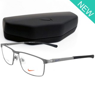 Nike Fashion แว่นตา สีเงิน กรอบเต็ม ขาสปริง สแตนเลส สตีล (สำหรับตัดเลนส์) กรอบแว่นตา Eyewear Top Glasses