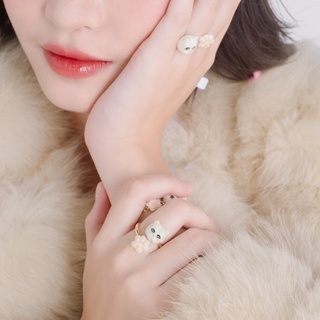 FAIRY TALES - Cool cat : The White Persian Cat Ring แหวนแมวเปอร์เซีย/สีขาว handmade