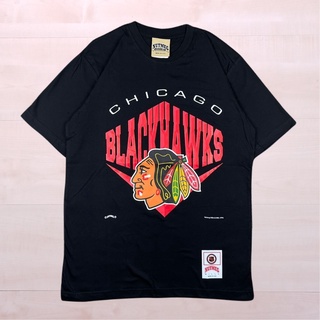 เสื้อยืดโอเวอร์ไซส์เสื้อยืด ลาย Nutmeg CHICAGO BLACKHAWKS สีดําS-3XL