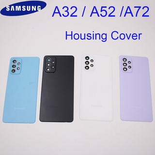 ฝาครอบแบตเตอรี่ด้านหลัง พร้อมกรอบเลนส์กล้อง และโลโก้ สําหรับ Samsung Galaxy A325 A326 A52 A525 A72 A725 &amp;amp; สติกเกอร์