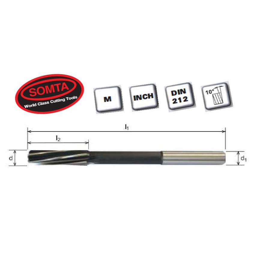 Somta Parallel Shank Machine Chucking Reamers 10.1 ~ 11.6 มม. (ไฮเอสโคบอลต์)