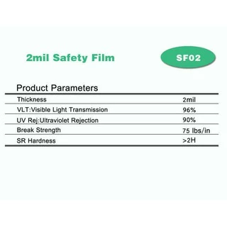 2mil Safety Window Film ฟิล์มอาคารนิรภัย (ราคาต่อเมตร)