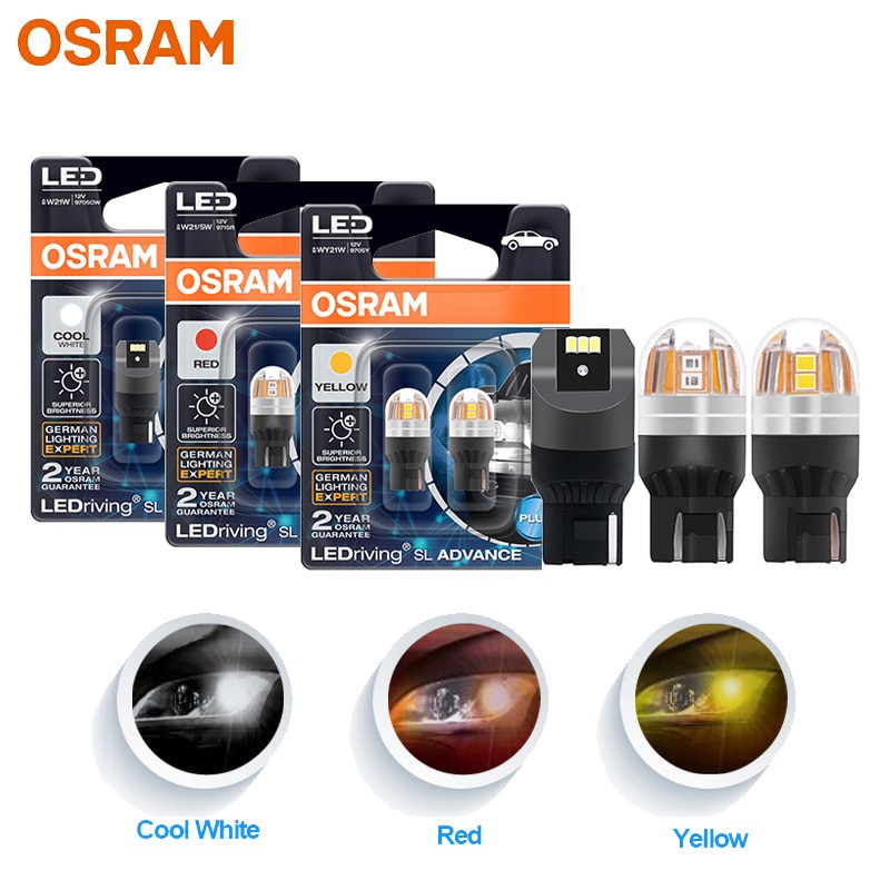 OSRAM LED T20 W21W WY21W W21/5W ไฟเลี้ยว 7440 7443 LEDriving SL Advance LED รถย้อนกลับโคมไฟเบรคหยุดห