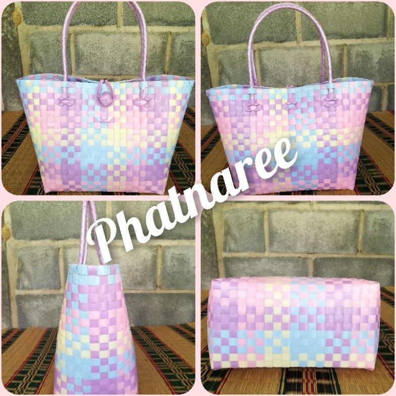 กระเป๋าสานสีพาสเทลลายยูนิคอร์น1