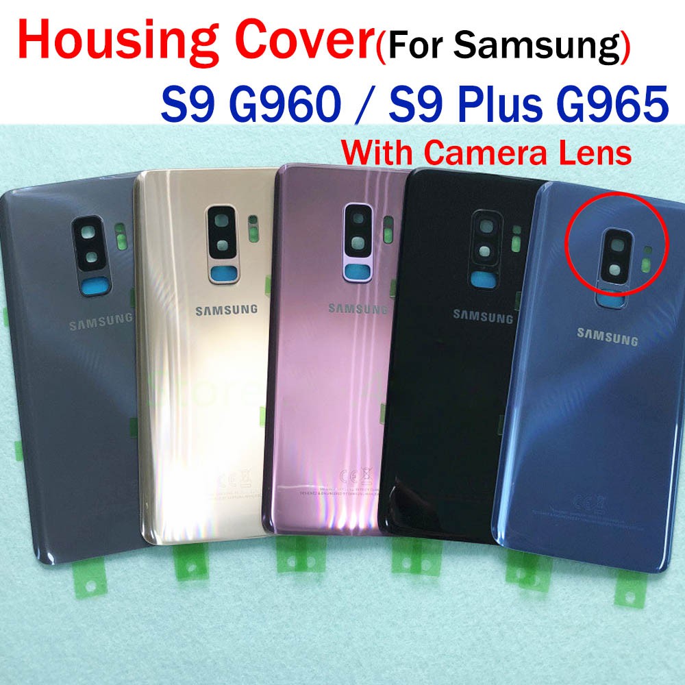 Samsung Galaxy S9 Plus s9+ G965 G965F G965FD / S9 G960 G960F G960FD ฝาครอบแบตเตอรี่ด้านหลังประตูพร้อ