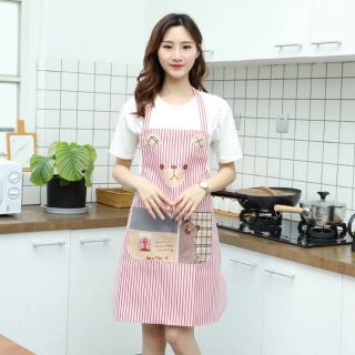 ผ้ากันเปื้อนคอตตอน​ ลายหมีการ์ตูน