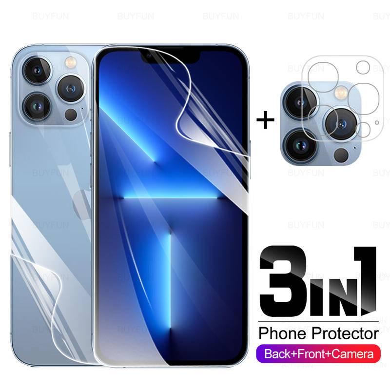 3in1 ด้านหน้าด้านหลังฟิล์มไฮโดรเจลสําหรับiPhone 11 12 13 Pro Max Mini iPhone13 iPhone13Pro iPhone13P