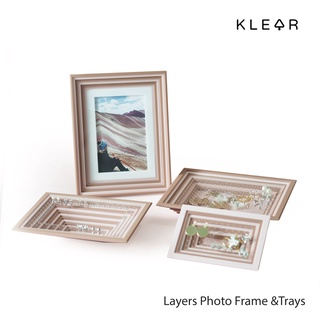 KlearObject Layers Photo Frame &amp;Trays (Set  3 pcs) กรอบรูปอะคริลิคและถาดอะคริลิค ใส่ของวางของบนโต๊ะ ใส่รูป 4x6 นิ้ว K