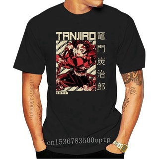 เสื้อยืดคอกลม พิมพ์ลาย Kimetsu No Yaiba Demon Slayer Tanjiro Profile สีดํา สไตล์เรโทรS-5XL