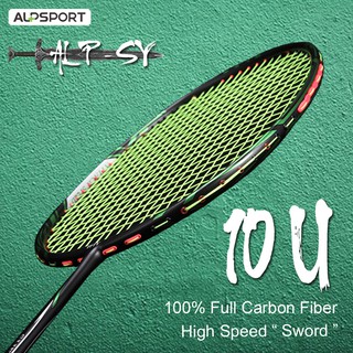 Alpsport ไม้แบดมินตัน คาร์บอนไฟเบอร์ 100% 10U 53 กรัม 35Lbs น้ําหนักเบา พร้อมด้ามจับ ความเร็วสูง