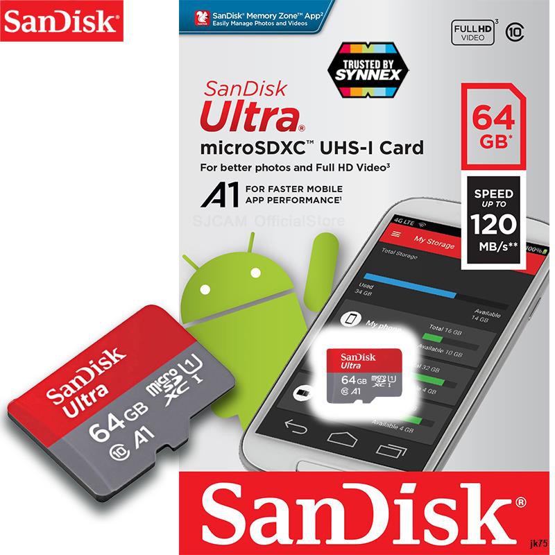 Carte MicroSDXC SanDisk Ultra 64GB Pour Chromebook - Jusqu'à 120 Mo/s + Adaptateur SD Inclus