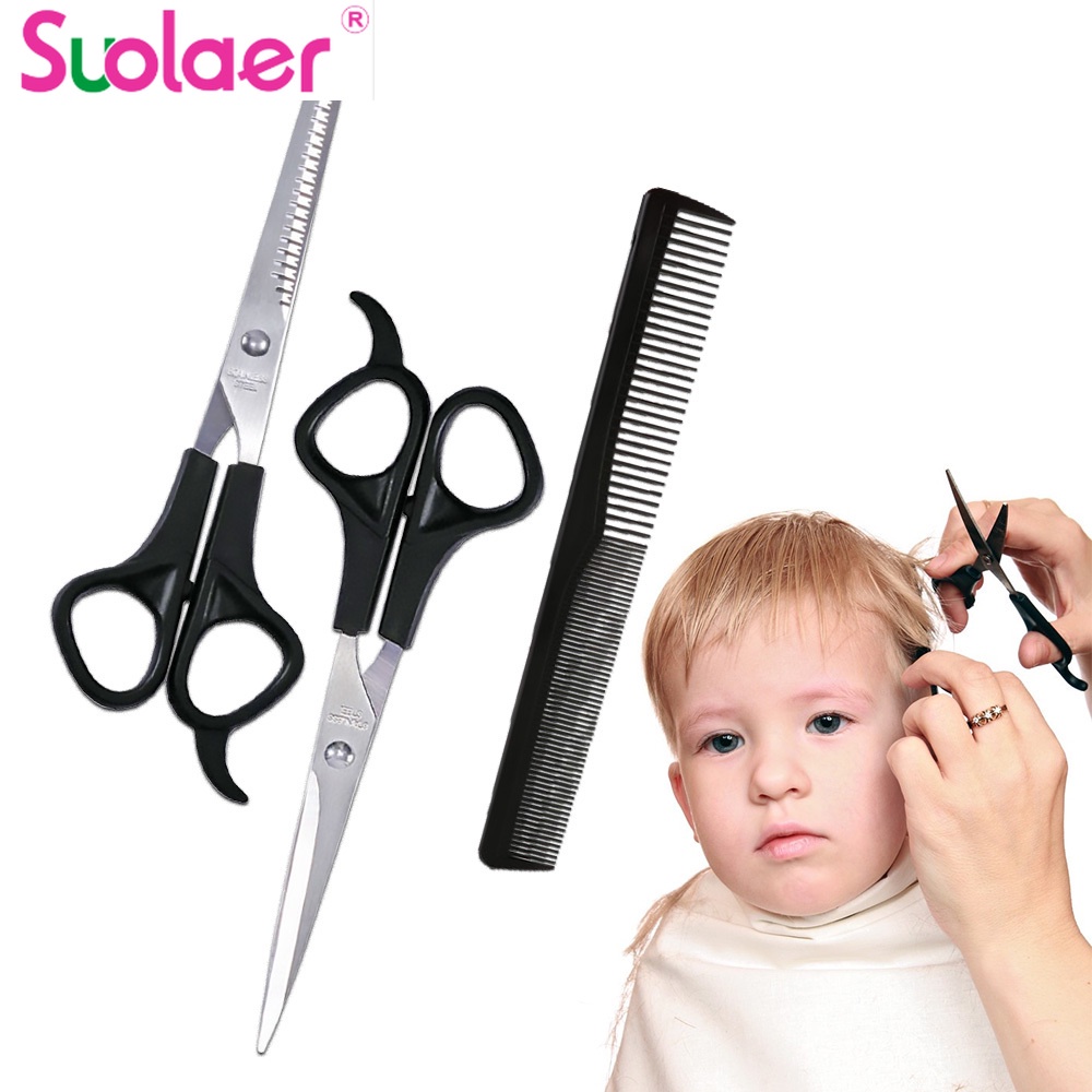 Suolaer กรรไกรตัดผม แบบบาง สําหรับครัวเรือน จํานวน 3 ชิ้น