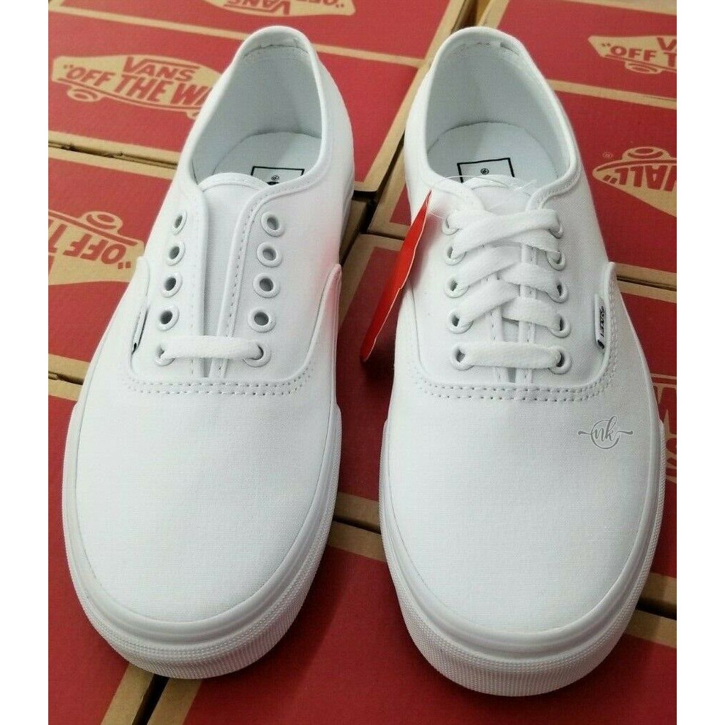 Vans Authentic สีขาว Classic White ฟรีกล่อง มีรับประกัน รองเท้าผ้าใบ