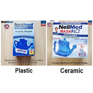 NeilMed® Nasaflo Unbreakable Neti Pot All Natural Sinus Relief Includes 50 Premixed Packets อุปกรณ์ล้างจมูก ไซ นัส