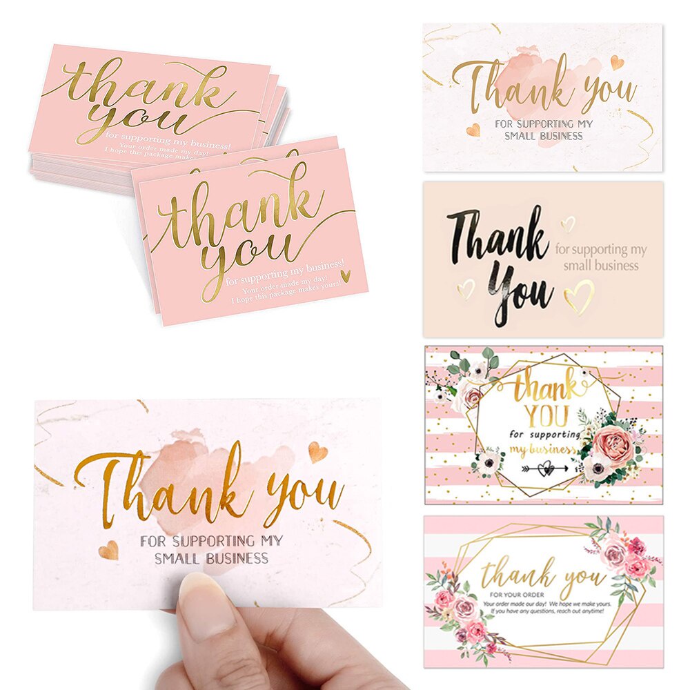 การ์ดฟอยล์สีทอง ลายดอกไม้ Thank You ขนาดเล็ก สําหรับตกแต่งบรรจุภัณฑ์ 30 ชิ้น ต่อแพ็ค