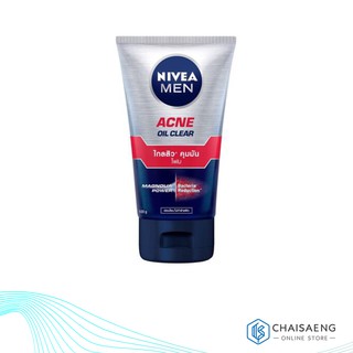 Nivea Men Acne Oil Clear Foam นีเวีย เมน แอคเน่ ออยล์ เคลียร์ โฟม โฟมล้างหน้าสำหรับผิวมัน เป็นสิวง่าย 100 กรัม